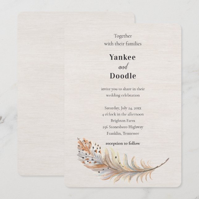Modern elegant summer spring wedding invitation (Front/Back)