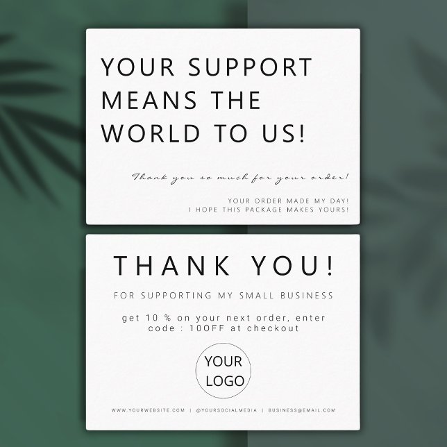 Modern Elegant Support Business Thank You Card  (Creator Uploaded)