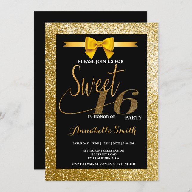 Modern elegant  sweet 16 invitation (Front/Back)