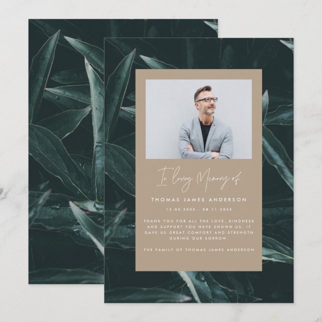 Modern elegant sympathy grief rememberance photo (Front/Back)