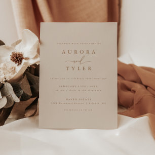 Modern Elegant Tan Wedding  Invitation