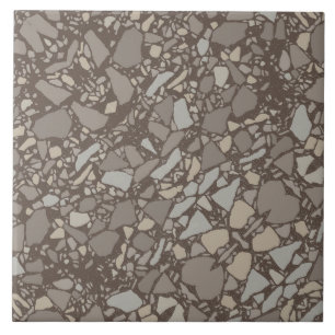 Modern Elegant Taupe Brown Terrazzo Effect Tile