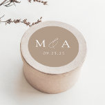 Modern Elegant Taupe Monogram Wedding Classic Round Sticker<br><div class="desc">Elegant monogram wedding stickers featuring your initials displayed in white lettering on a taupe background (or the colour of your choice). Personalise the modern wedding stickers with your wedding date below. The taupe monogram stickers are perfect for sealing wedding invitation envelopes,  wedding favours,  and more!</div>