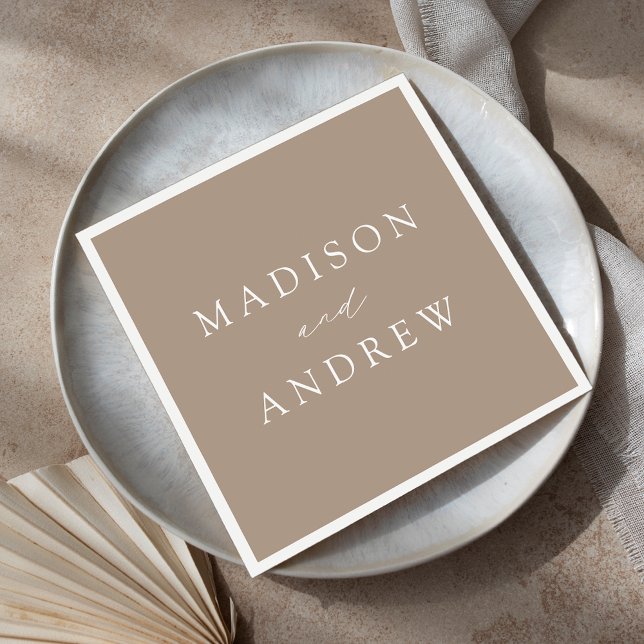 Modern Elegant Taupe Wedding Napkin (Creator Uploaded)