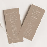 Modern Elegant Taupe Wedding Program<br><div class="desc">Elegant wedding program featuring a modern white calligraphy script with a taupe background to create a design that is perfect for weddings of all styles and seasons. Personalise the front of the modern wedding program with your names, wedding date and location, and order of the ceremony. The simple taupe wedding...</div>