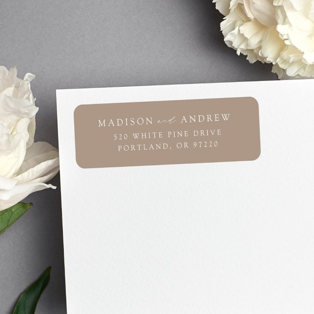Modern Elegant Taupe Wedding Return Address Label (Creator Uploaded)