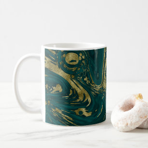 Modern Elegant Teal Green & Gold Marble Swirl    Coffee Mug