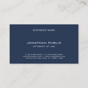 Modern Elegant Template Attorney Lawyer Navy Blue Business Card