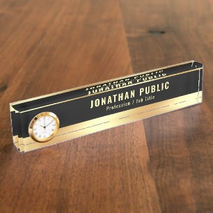 Modern Elegant Template Black & Gold Professional Nameplate