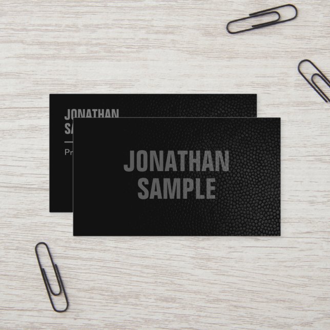 Modern Elegant Template Black Leather Look Business Card (Front/Back In Situ)
