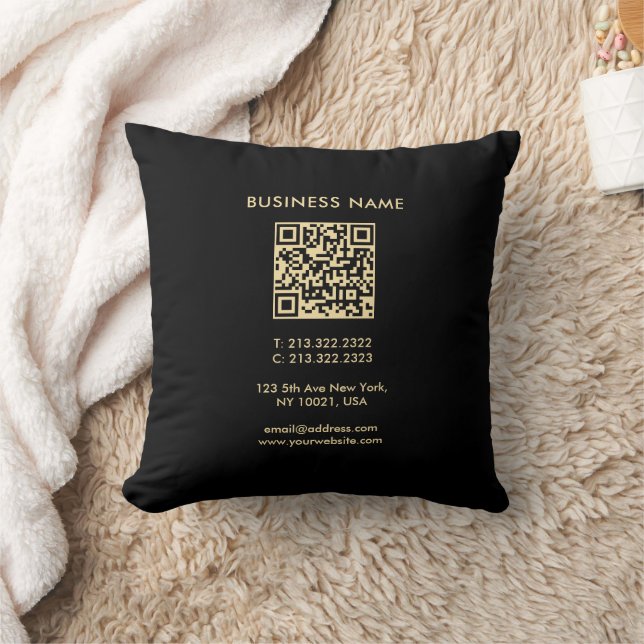 Modern Elegant Template Gold Text Font QR Code Cushion (Blanket)