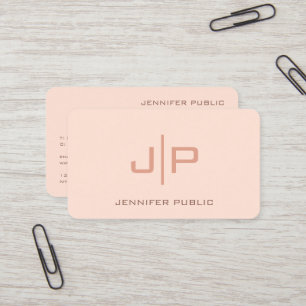 Modern Elegant Template Monogram Cream Business Card