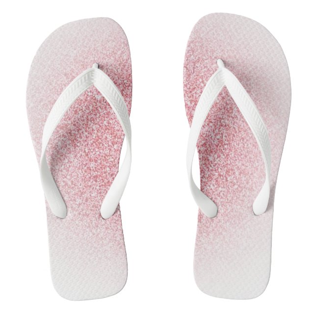 Modern Elegant Template Rose Gold White Trendy Thongs (Footbed)