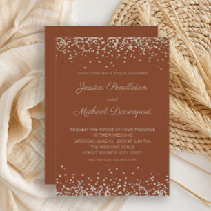 Modern Elegant Terracotta Gold Glitter Wedding Invitation