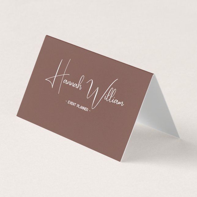 Modern Elegant Terracotta Minimalist Folded Business Card (Front)