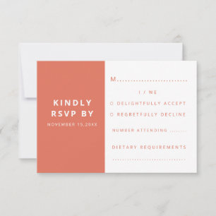 Modern Elegant Terracotta Minimalist Wedding RSVP Card