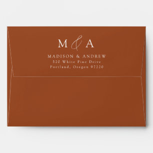 Modern Elegant Terracotta Monogram Wedding Envelope