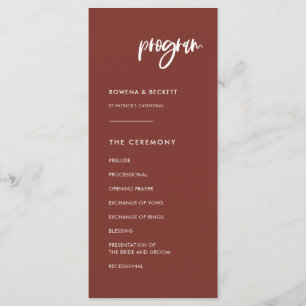 Modern elegant terracotta wedding program
