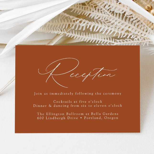 Modern Elegant Terracotta Wedding Reception Enclosure Card (Creator Uploaded)