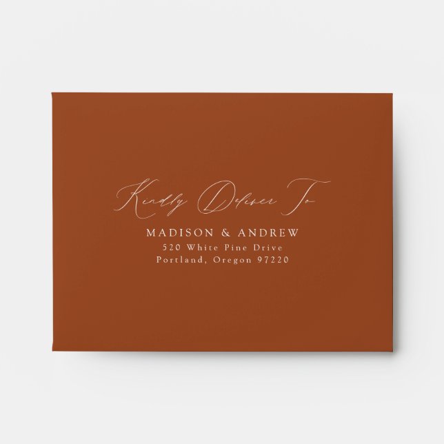 Modern Elegant Terracotta Wedding RSVP Envelope (Front)