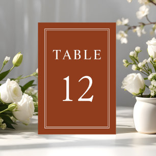 Modern Elegant Terracotta Wedding Table Number