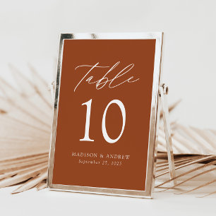 Modern Elegant Terracotta Wedding Table Numbers