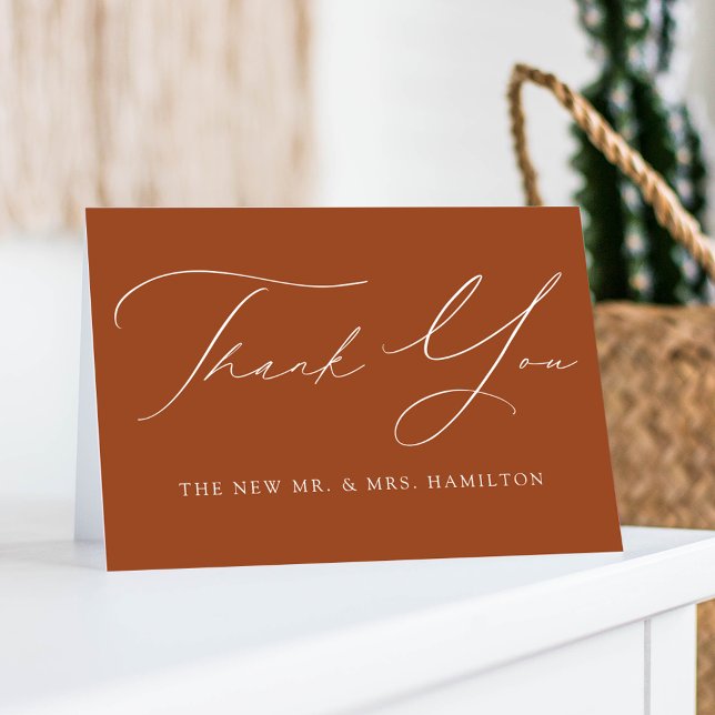Modern Elegant Terracotta Wedding Thank You Card (Creator Uploaded)