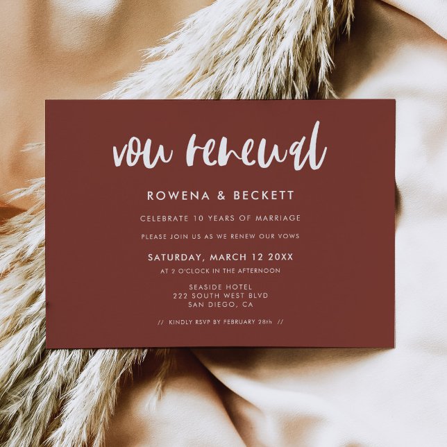 Modern elegant terracotta wedding Vow renewal Invitation (Creator Uploaded)