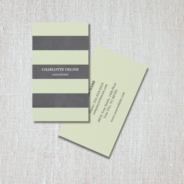Modern Elegant Texture Grey Green Consultant Business Card (Creator Uploaded)