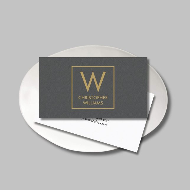 Modern Elegant Texture Grey Monogram Attorney Business Card (Creator Uploaded)