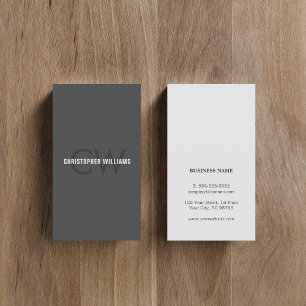 Modern Elegant Texture Grey Monogram Consultant Business Card