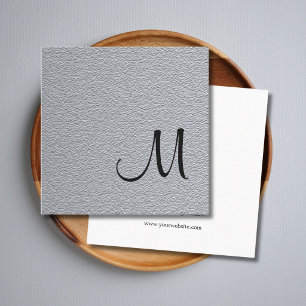 Modern Elegant Texture Grey Monogram Consultant Square Business Card