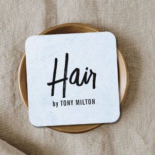 Modern Elegant Texture LighBlue Bold Hair Stylist Square Business Card