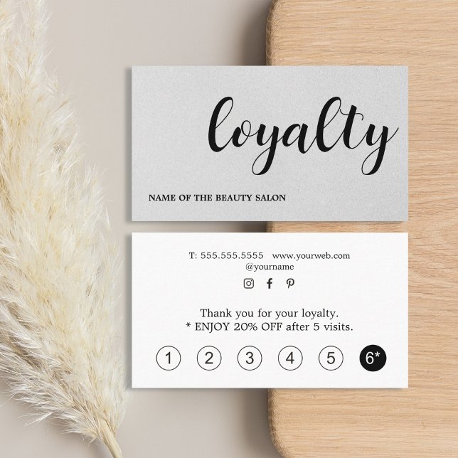 Modern Elegant Texture Light Grey Beauty Loyalty Card (Creator Uploaded)
