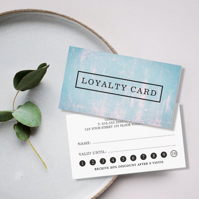 Modern Elegant Texture Pink Blue Loyalty Card (Creator Uploaded)