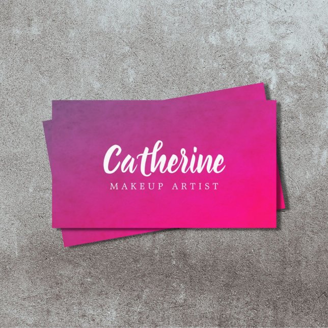 Modern Elegant Texture Purple Pink Makeup Artist Business Card (Creator Uploaded)