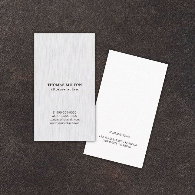 Modern Elegant Texture White Attorney Business Card (Creator Uploaded)