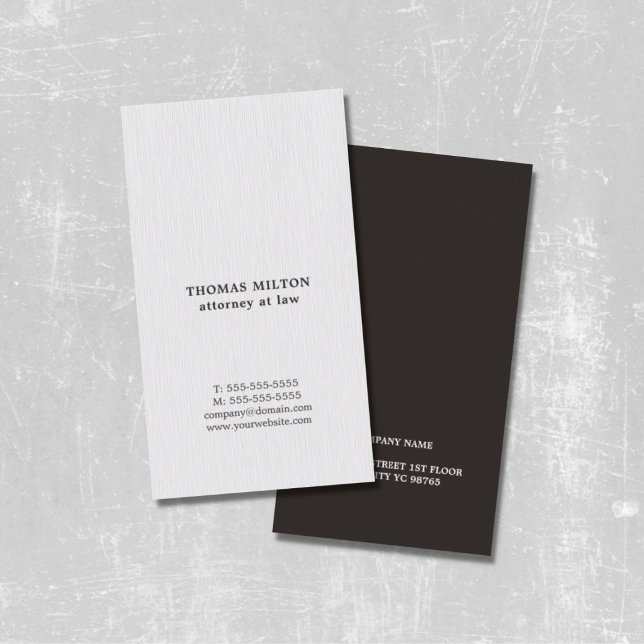 Modern Elegant Texture White Black Attorney Business Card (Creator Uploaded)
