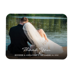 Modern elegant Thank you photo couple wedding Magnet