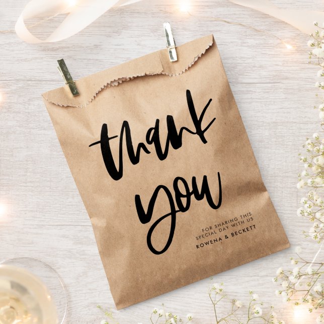 Modern elegant Thank you wedding Favour Bag (Clipped)