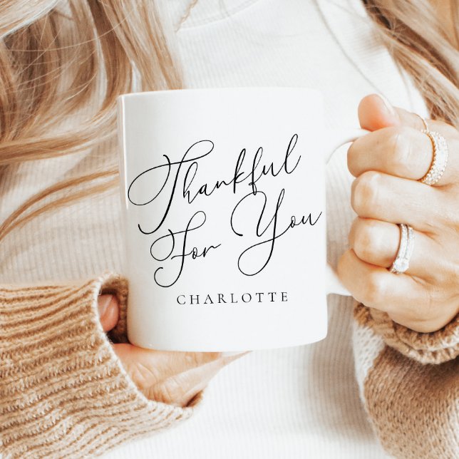 Modern Elegant Thankful For You Thanksgiving Coffee Mug (Creator Uploaded)