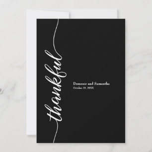 Modern Elegant "Thankful" Personalised Wedding Tha Thank You Card