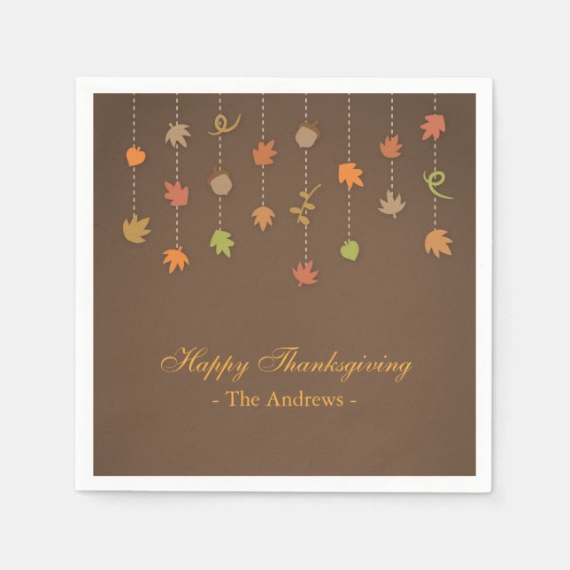 Modern Elegant Thanksgiving Party Paper Napkins (Front)