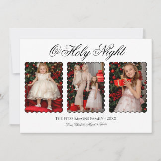Modern Elegant Three Photo Family Christmas Card