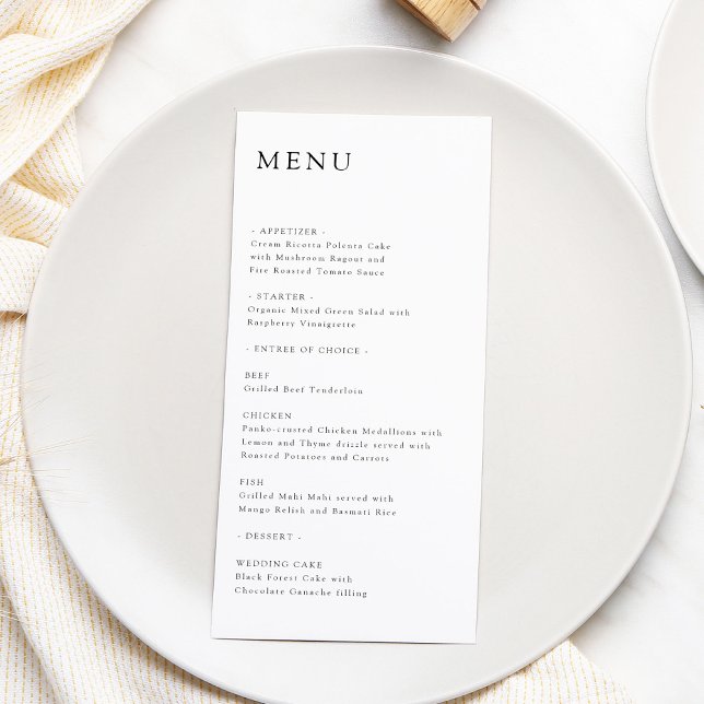 Modern Elegant Timeless Minimalist Wedding Menu (Creator Uploaded)