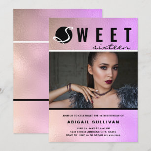 Modern elegant trendy holographic sweet sixteen invitation