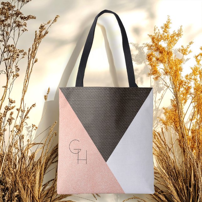 Modern Elegant Trendy Initial Monogram Bridesmaid Tote Bag (Creator Uploaded)