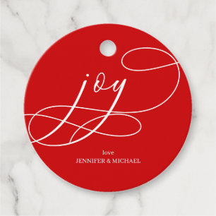 Modern elegant trendy Joy Christmas Favour Tags