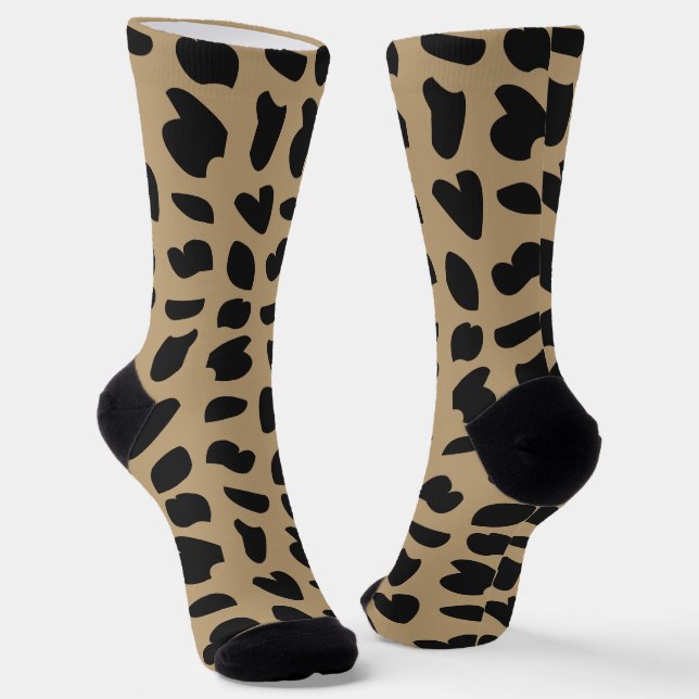 Modern Elegant Trendy Leopard Pattern Leopard Socks (Angled)