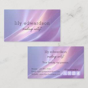 Modern Elegant Trendy Lilac Beauty Makeup Artist Business Card